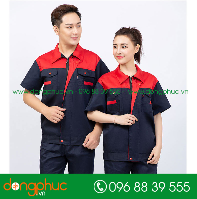 Mẫu bảo hộ màu tím than phối đỏ cộc tay